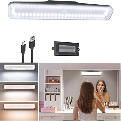 EZVALO Wireless Makeup Light 1 Pack, Vanity Lights for Mirror,Bathroom Mirror Light, Rechargeable, 3 Color Modes, Stepless Dimming, Touch Control, Adjustable Angle, Black, Women's Gifts