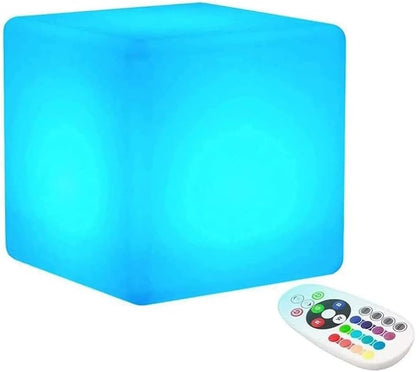 Cube Shape Color LED Mood Lamp, Rechargeable Dimmable Night Light with Remote Control 16 Dimmable Colors 4 Effects for Kids and Adults,Ambient Decorative Party Lighting (Cubic 10 * 10cm)