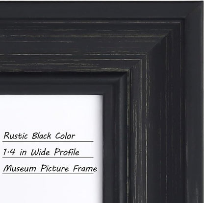 Yaetm Black 4x6 Picture Frame Set of 4, 1.4” Wide Molding & Distressed Black Photo Frames with HD Tempered Glass, Display on Tabletop & Wall Mounting