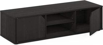 Furinno CLASSIC TV Stand, Petite 2-Tier Entertainment Center with Open Shelf and Door Cabinets, TV Console for TV up to 55 Inch, for Living Room, Bedroom, Espresso