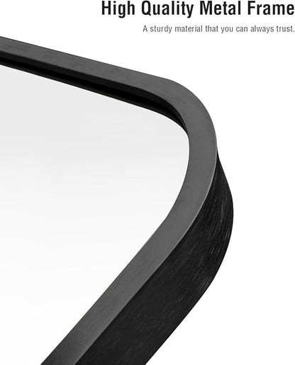 DYNWELL Arched Full Length Mirror, Floor Mirror with Stand, 41"x81" Large Wall Mirror Full Length, Body Floor Mirror, Wall Mounted Mirror for Bedroom, Black
