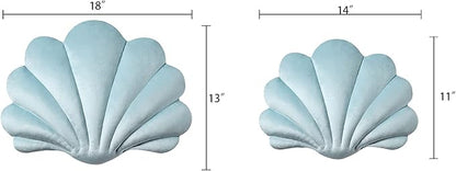Ashler 3D Throw Pillows Shell Shaped Accent Throw Pillow, Soft Velvet Insert Included Cushion for Couch Bed Living Room, Pack of 1, Light Blue, 18 X 13 inches
