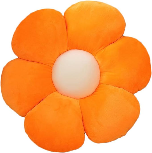 lannery Flower Plush Throw Pillows, Flower Floor Pillow Seating Cushion Toy for Reading, Room, Watching TV (25.6", Orange)