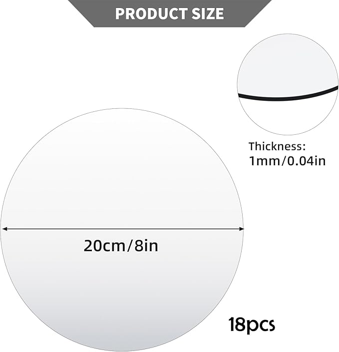 18 Pack Round Mirrors for Centerpieces, 8inch Circle Mirror Centerpieces for Tables Candle Plates Acrylic Mirrors Tray for Table Wedding Birthday Christmas Miroor Home Wall Decor