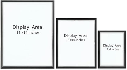 Golden State Art Black Floating Frame for One 14x11, Two 8x10, Four 5x7 Pictures, Clear Glass, Wall Decoration, 7 Pieces