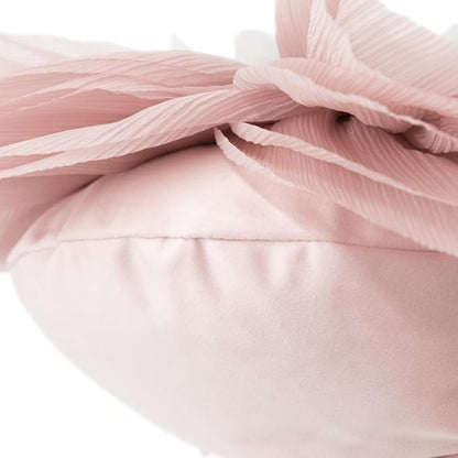 Cute 3D Flower Throw Pillow 12 Inch Round Blush Pink Peach Blossom Decorative Pillow Handmade Elegant Floral Accent Pillow Cushion for Bed Couch Bedroom Living Room Boho Aesthetic Home Decor