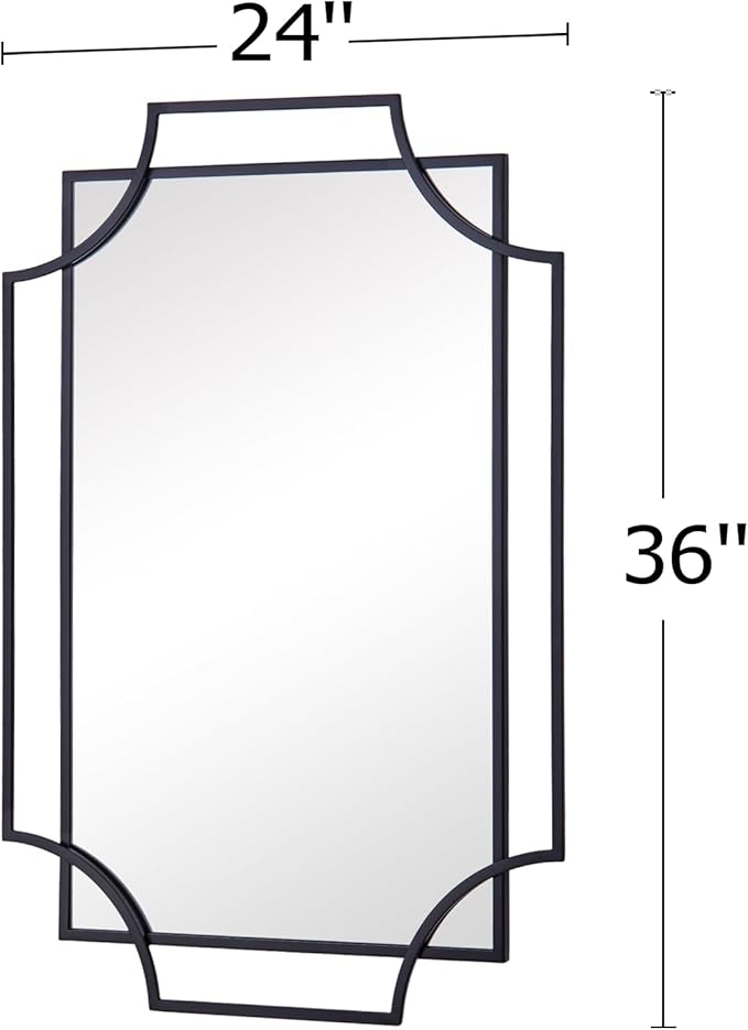 Black Wall Mirror for Living Room, 36''X24'' Black Bathroom Mirror with Metal Frame, Antique Decorative Mirror for Living Room, Entryway, Dining Room Decor