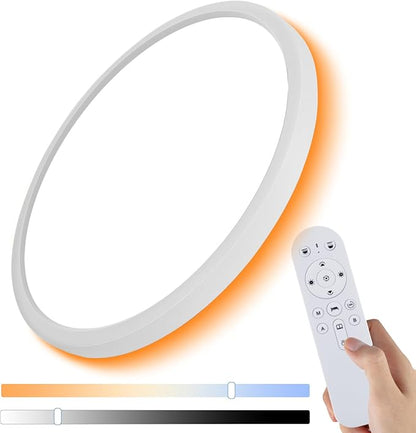 Dimmable LED Flush Mount Ceiling Light Fixture with Remote Control, 24W 2640LM, 12Inch, 2000K Warm Night Light & 3000K-6500K, Modern Super Slim Ceiling Lamp for Bedroom Kitchen, White, 1 Pack