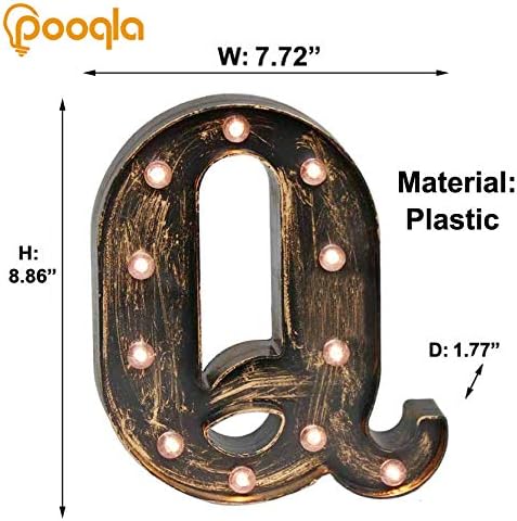Pooqla Vintage Light Up Marquee Letters with Lights – Illuminated Industrial Style Lighted Alphabet Letter Signs - Coffee Bar Apartment Bedroom Wall Home Initials Decor A-Z
