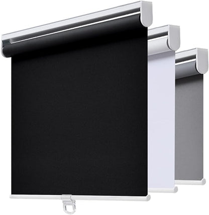 AOSKY Cordless Roller Shades Blackout Blinds for Windows Room Darkening Rolled Up Shades with Spring System, UV Protection Window Shades Door Blinds for Home and Office (60" W x 72" H, Black)