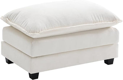 Ihanherry Ottoman for Modular Sectional Cloud Sofa, Chenille Deep Seat Couch for Apartment, Living Room and Bedroom, Beige