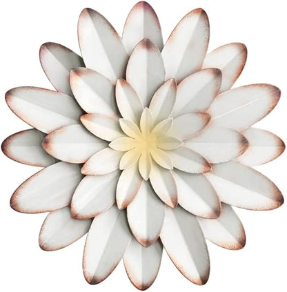 AHYS Metal Flowers Wall Decor Indoor Outdoor Metal Wall Art for Farmhouse Home Living Room Bedroom Bathroom Garden Decor – 12 Inch - White