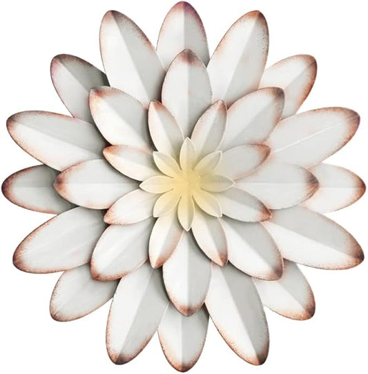 AHYS Metal Flowers Wall Decor Indoor Outdoor Metal Wall Art for Farmhouse Home Living Room Bedroom Bathroom Garden Decor – 12 Inch - White