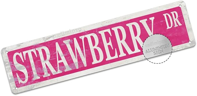 Strawberry Decor Sign Funny Strawberry Themed Gifts Party Decorations Novelty Aluminum Metal Signs Vintage 4x16 Inch Fruit Wall Art for Home Kitchen Room Office Cabin Garden Man Cave Bar Café