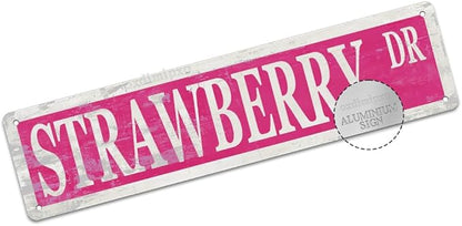 Strawberry Decor Sign Funny Strawberry Themed Gifts Party Decorations Novelty Aluminum Metal Signs Vintage 4x16 Inch Fruit Wall Art for Home Kitchen Room Office Cabin Garden Man Cave Bar Café