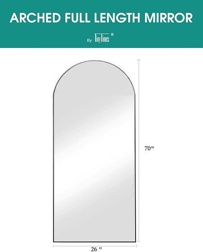 70''x26'' Full Length Mirror, Large Arched Floor Mirror with Stand, Oversized Wall Mirror, Full Body Mirrors Standing Leaning for Living Room, Bedroom (Black)