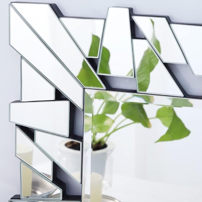 32"x47" Large Wall Mirror for Decor, Modern Irregular Mirror with Glass Frame, Vertical or Horizontal Deocr Mirror for Living Room, Entrance, Dining Room, Bedroom