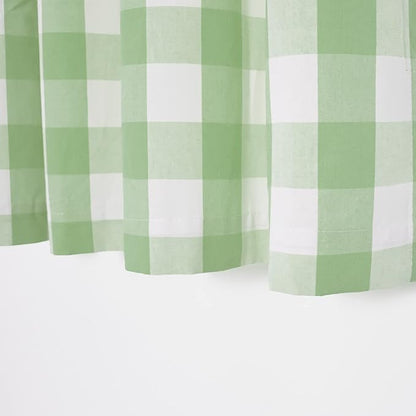 3 Pc Cotton Classic Country Farmhouse Kitchen Window Curtain Grommet Top -Mint Green & White Buffalo Check Tier & Valance Set, 54" x 18" / 32" x 30"