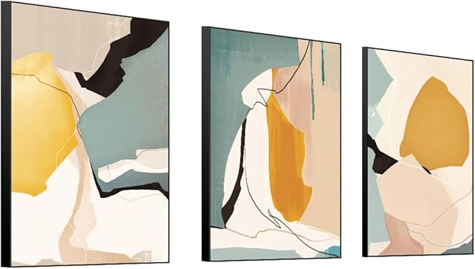 MPLONG Wall Art, Frame Canvas Wall Art Set, Striking Modern Minimalism, Abstract Natural Geometric Color Block Picture Prints, Aesthetic Living Room Bedroom Office Kitchen Wall Decor