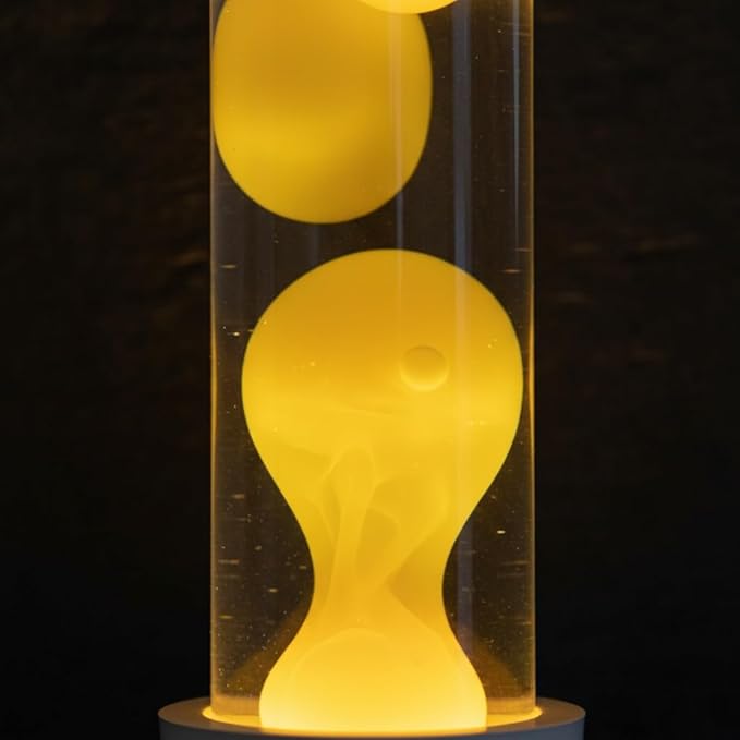 Lighthouse Liquid Motion Lamp, Decorative Night Light with Yellow Wax, 13-Color Changing, Safe Flameless Mood Lighting for Gift and Home Decor- White Base