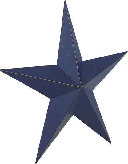 VHC Brands Patriotic Faceted Metal Star Wall Hanging 12x12, Independence Day Decor, American Star Design, Distressed Appearance Metal Wall Art