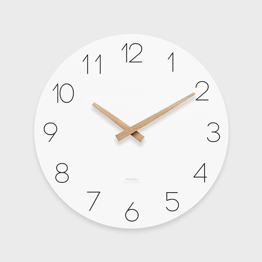 mooas Flatwood Wall Clock (Wood Big),13" Non-Ticking Sweep Movement Decorative Battery Operated Wooden Wall Clock for Home Living Room Kitchen Bedroom Office School