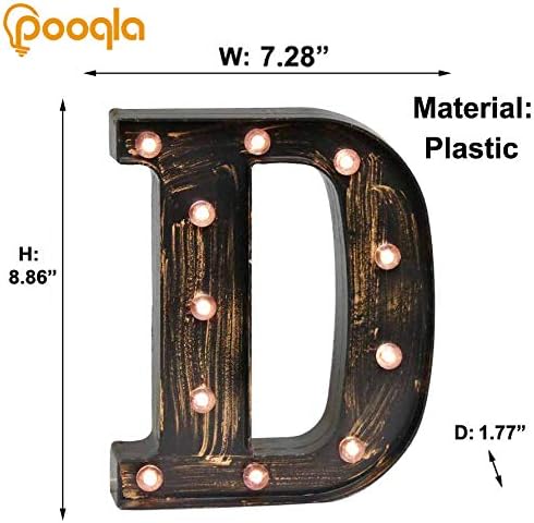 Pooqla Vintage Light Up Marquee Letters with Lights – Illuminated Industrial Style Lighted Alphabet Letter Signs - Coffee Bar Apartment Bedroom Wall Home Initials Decor A-Z