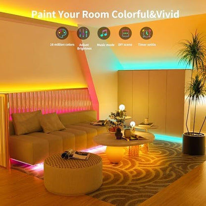 GANZQH 300FT Led Lights for Bedroom, Color Changing RGB Led Strip Lights Indoor, Music Sync Led Light Strip with Remote and App Control, DIY Led lights for Room Home Decor Ambient Lighting (3*100FT)