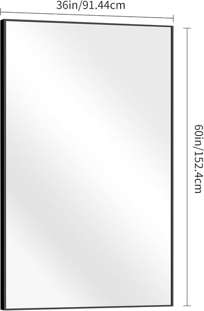 DESBING Black Bathroom Mirror for Wall, 60x36 Inch Rectangle Mirrors with Metal Frame, Modern Vanity Wall Mirror Decor for Entryway Hangs, Bathroom Living Room Horizontal or Vertical