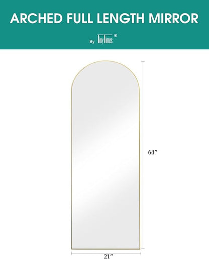 64''x21'' Arched Full Length Mirror with Stand, Full Body Mirror, Mirrors Full Length Floor Freestanding, Wall Mounted Mirrors for Bedroom Living Room Cloakroom (Gold)