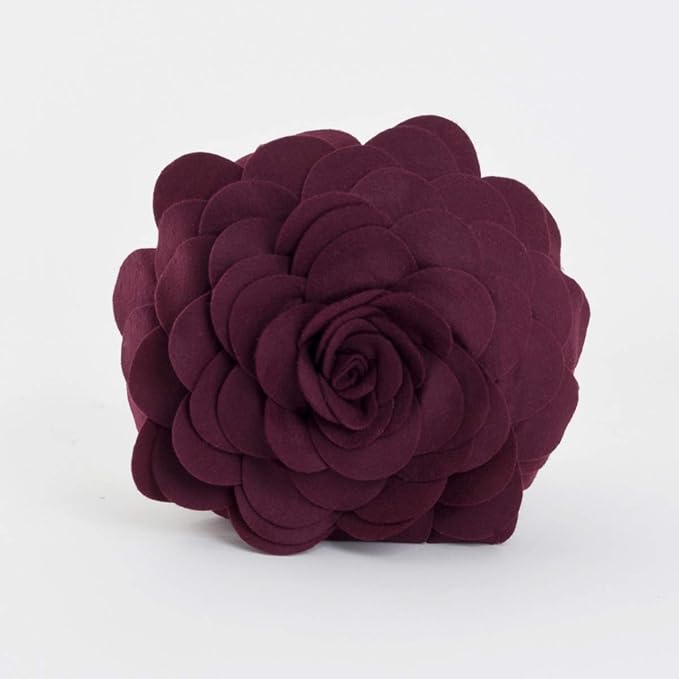 SARO LIFESTYLE Flower Design Poly Filled Throw Pillow, Wine, 13"