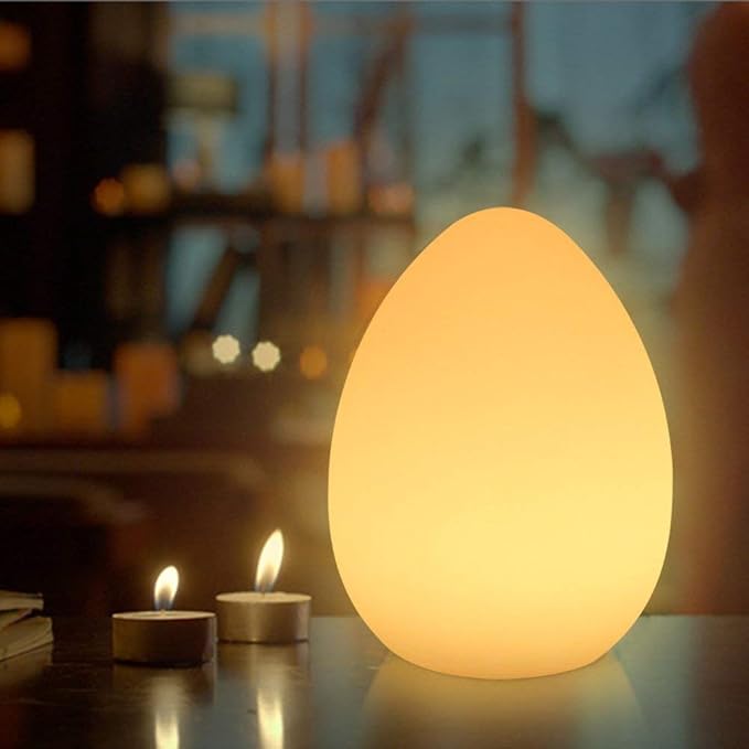 Egg Shape Color LED Mood Lamp, Rechargeable Dimmable Night Light with Remote Control 16 Dimmable Colors 4 Effects for Kids and Adults,Ambient Decorative Party Lighting(14x19cm)