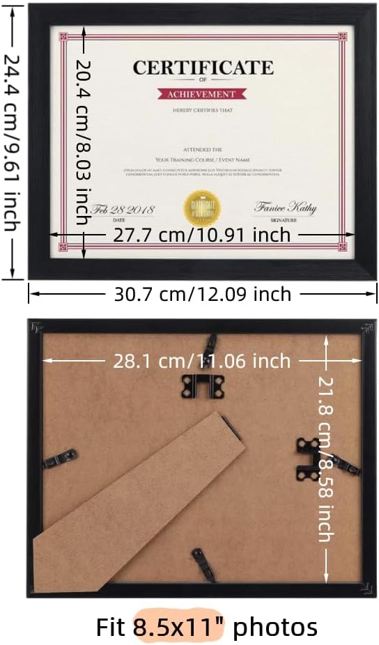 Giftgarden Black 8.5x11 Picture Frame Set of 12, Multi 8.5 x 11 Frames Bulk for Award Certificate Document Diploma, Wall or Tabletop Display