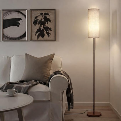 Ldeco Floor Lamp for Living Room, Modern Standing Lamps with Lampshade, Minimalist Tall Lamp with Chain Switch for Living Room, LED Bulb Included (Beige+Brown)