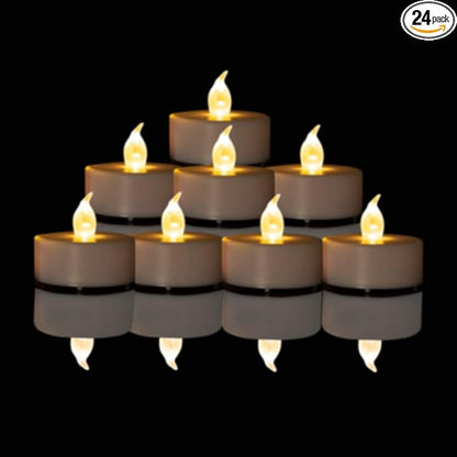 Nancia LED Tea Lights Candles- 24PACK Flameless Candles Realistic and Bright Flickering Long Lasting 200Hours for Holiday Celebration,Home Decoration Warm White