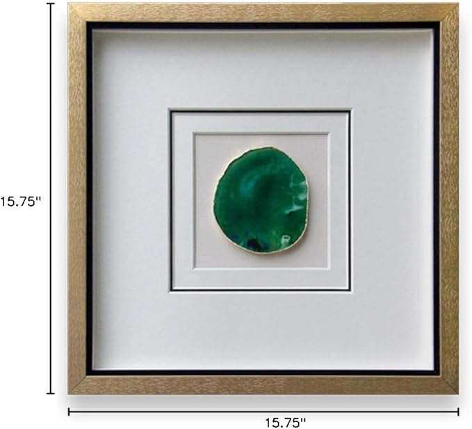 Handmade 40x40cm Gold Edge Agate 3d Wall Art with Shadow Box Frame Front Glass for Living Room Bedroom Decoration