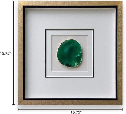 Handmade 40x40cm Gold Edge Agate 3d Wall Art with Shadow Box Frame Front Glass for Living Room Bedroom Decoration