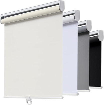 AOSKY Cordless Roller Shades Blackout Blinds for Windows Room Darkening Rolled Up Shades with Spring System, UV Protection Window Shades Door Blinds for Home and Office (31.5" W x 72" H, Ivory White)