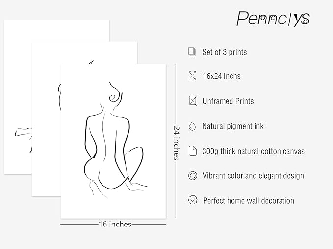 Minimalist Line Wall Art Woman Body Outline Wall Art Prints Women Figure Drawing Painting Body Line Art Wall Decor Female Wall Art Abstract Woman Silhouette Canvas Aesthetic 16x24x3 Inch Unframed