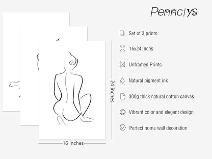Minimalist Line Wall Art Woman Body Outline Wall Art Prints Women Figure Drawing Painting Body Line Art Wall Decor Female Wall Art Abstract Woman Silhouette Canvas Aesthetic 16x24x3 Inch Unframed