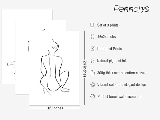 Minimalist Line Wall Art Woman Body Outline Wall Art Prints Women Figure Drawing Painting Body Line Art Wall Decor Female Wall Art Abstract Woman Silhouette Canvas Aesthetic 16x24x3 Inch Unframed