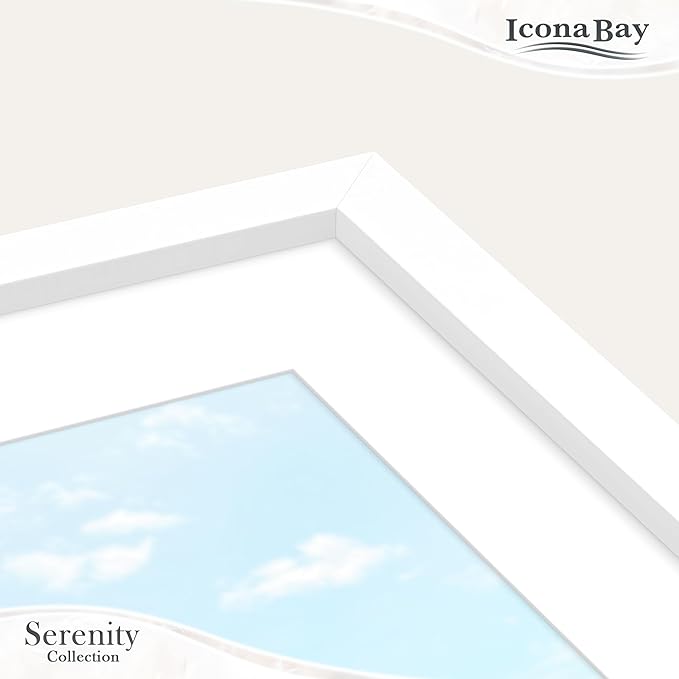 Icona Bay 8x10 Picture Frames w/Removable Mat for 5x7 Photos (White, 10 Pack), Sleek Modern Style Frames, Table Top or Wall Mount, Serenity Collection