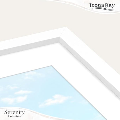 Icona Bay 4x6 Picture Frames w/Removable Mat for 3x5 Photos (White, 10 Pack), Sleek Modern Style Frames, Table Top or Wall Mount, Serenity Collection