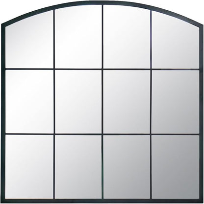 WAMIRRO Window Pane Black Mirror,Farmhouse Arched Wall Mirror,Mantel Mirror for Fireplace/Entryway/Hallway/Living Room,36"X 36"