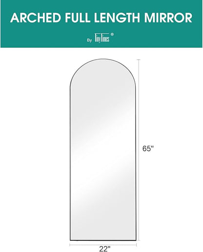 65''x22'' Arched Full Length Mirror, Floor Mirror with Stand, Full Body Mirror, Wall Mirrors, Modern & Contemporary Full Length Mirrors, Aluminum Alloy Frame - Black