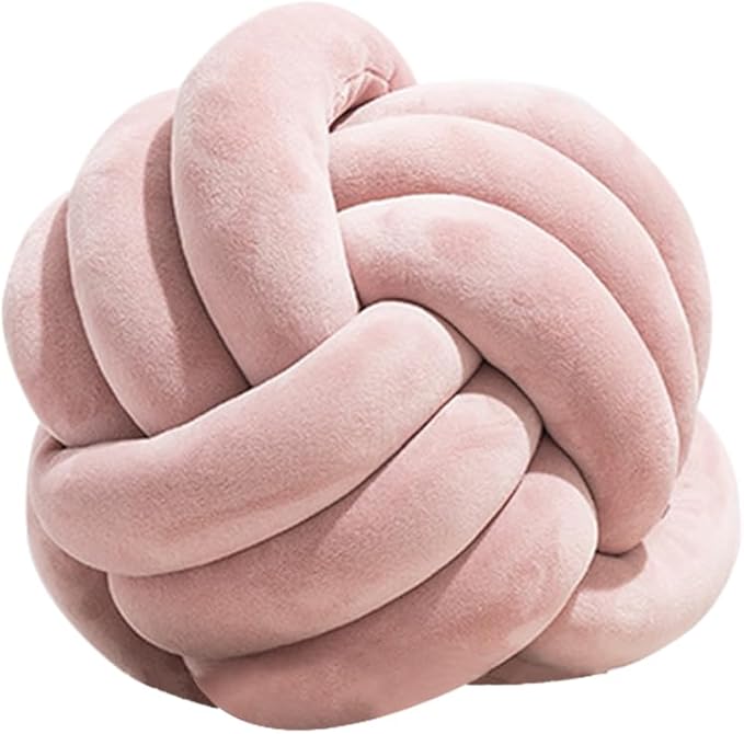 2 Pcs Knot Pillow Ball, Blush Knotted Pillow Plush Ball Pillows, 8.7" Decorative Throw Pillows for Sofa Couch Aesthetic Home Decor