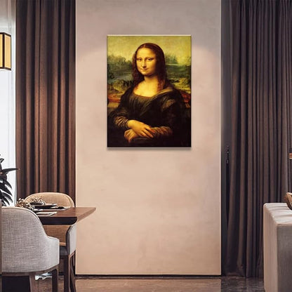 Mona Lisa by Leonardo DaVinci Canvas Wall Art Classic Painting Reproduction Vintage Artwork Print Framed Art for Wall Decor 12"x16"