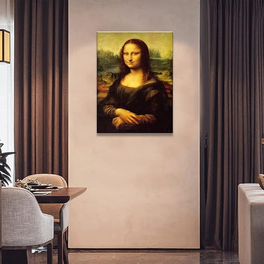 Mona Lisa by Leonardo DaVinci Canvas Wall Art Classic Painting Reproduction Vintage Artwork Print Framed Art for Wall Decor 12"x16"