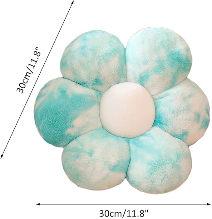 lannery Flower Plush Throw Pillows, Flower Floor Pillow Seating Cushion Toy for Reading, Room, Watching TV (11.8", Blue)