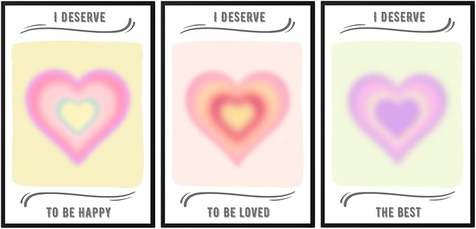 Self Love Poster, Energy Aura Poster Set, Daily Positive Affirmations Gradient Aura Art Prints 3 Piece Wall Art for Altar & Apartment Decor - 11x17in LAMINATED - No Frame…